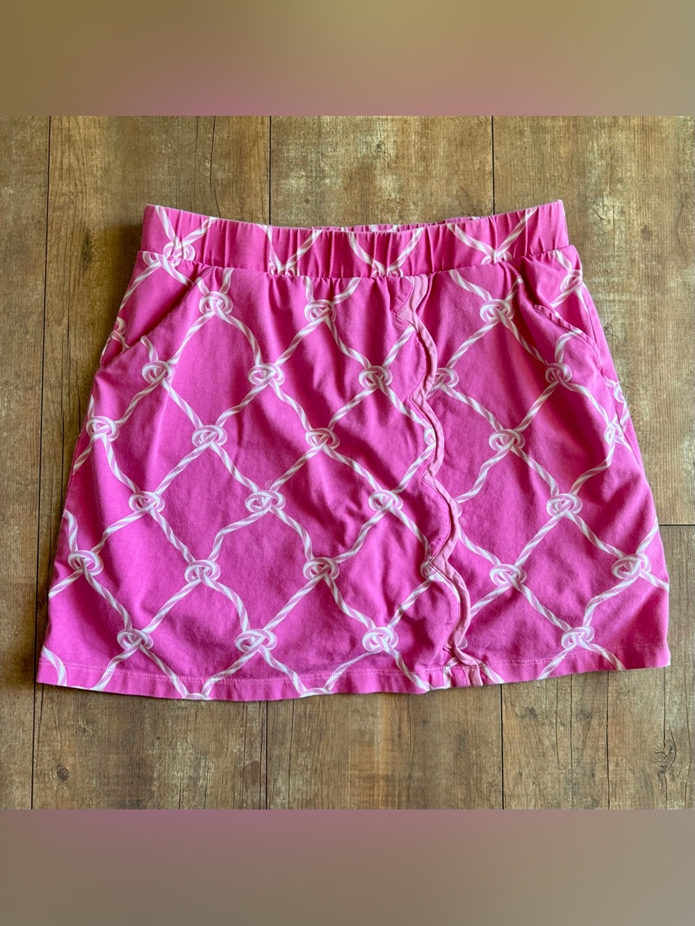 AnaClare Knot-Print Pink Scalloped Skort Size Large